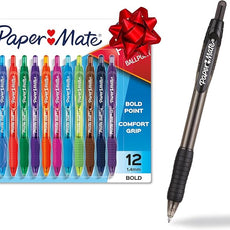 Paper Mate Profile Retractable Ballpoint Pens Bold, 1.4mm, Assorted Colors, 12 Count - Back to School, Home, Office, Teacher Supplies