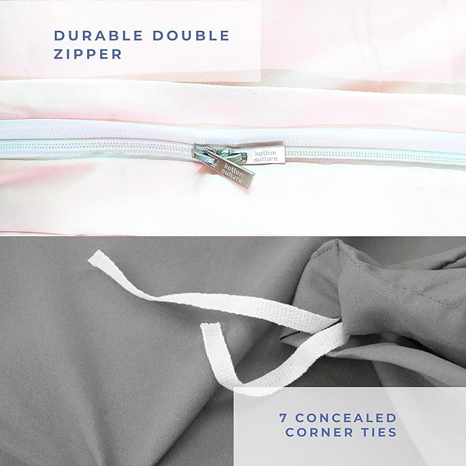 Kotton Culture 3 Pc King Size Duvet Cover Set- 100% Egyptian Cotton Sateen 600 Thread Count Ultra Soft Premium Durable Comforter Cover Zipper Closure & Corner Ties (Striped Dark Grey, King 102"x94")