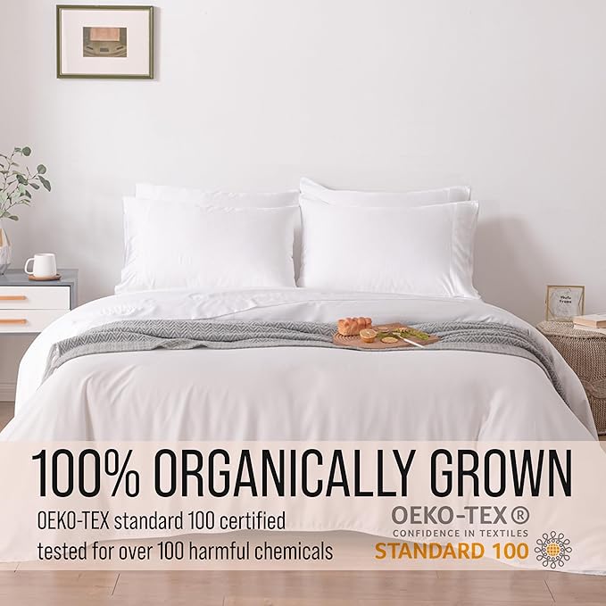 Bella Coterie 6 Piece Luxury Bamboo Viscose California King Size Sheet Set | 100% Organically Grown | Cooling for Hot Sleepers | 18" Deep Pocket | Soft & Hypoallergenic | 4 Pillowcases [White]