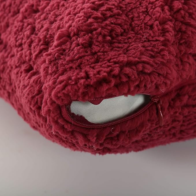 Reafort Ultra Soft Sherpa Body Pillow Cover/Case with Zipper Closure 21"x54" (21"x54" Body Pillow Cover, Red)