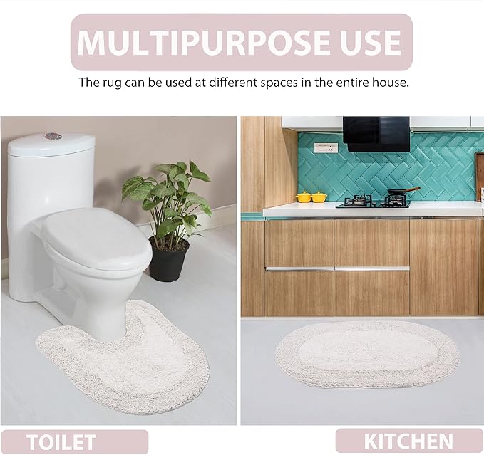 Home Weavers Double Ruffle Collection 100% Cotton Bathroom Rugs Set, Washable Rug, Extra Soft and Absorbent Bath Rug, Kitchen Mat, Bath Mat Set, Bath Floor Mat Non Slip, 21"x34" Rectangle, Ivory