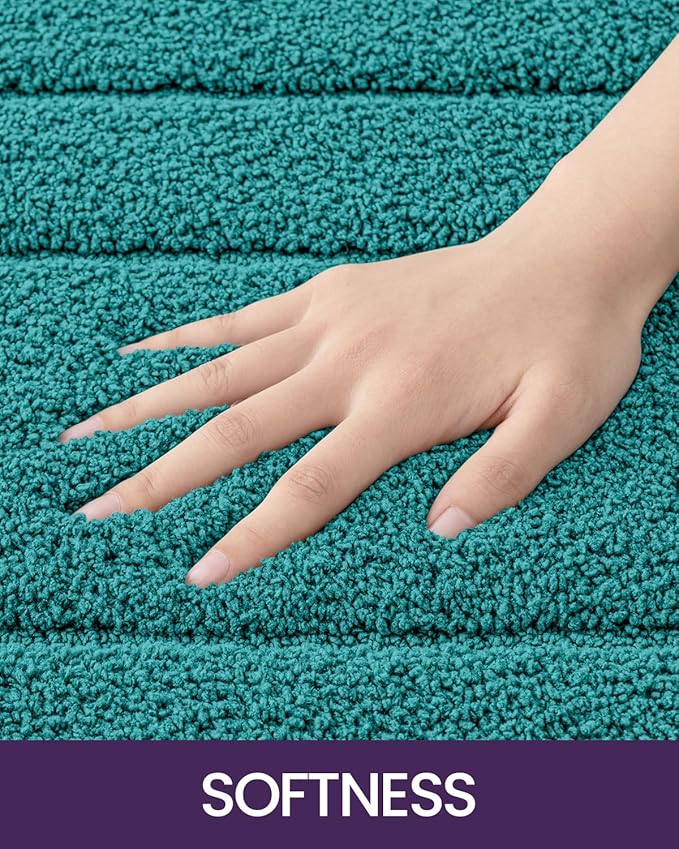 DEXI Bathroom Rug 43x24, Non Slip Washable Bath Mat for Shower Floor, Extra Large Absorbent Soft Bathmat with Rubber Backing, Quick Dry Microfiber Carpet, Teal