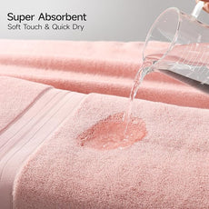 REDKISS Pink Bath Towels Set of 4, Extra Large Bath Sheets 27 X 59 Inches, 100% Cotton, 600 GSM, Quick Dry, Ultra Soft & Super Absorbent Bathroom Towel Sets for Bathroom, Gym, Spa, Pool & Hotel