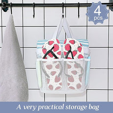 Hillban 4 Pcs Mesh Shower Caddy Portable Large Quick Dry Shower Caddy Basket with Deeper 8 Pockets and 2 Handles Hanging Bag for College Dorm Room(White, Pink, Green, Rose Red)