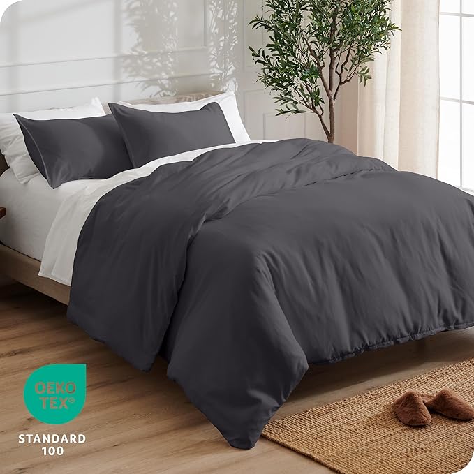 Bare Home Bedding Duvet Cover Queen Size - Premium 1800 Super Soft Collection - Lightweight, Cooling - Soft Breathable Bedding Duvet Cover (Queen, Forged Iron Grey)