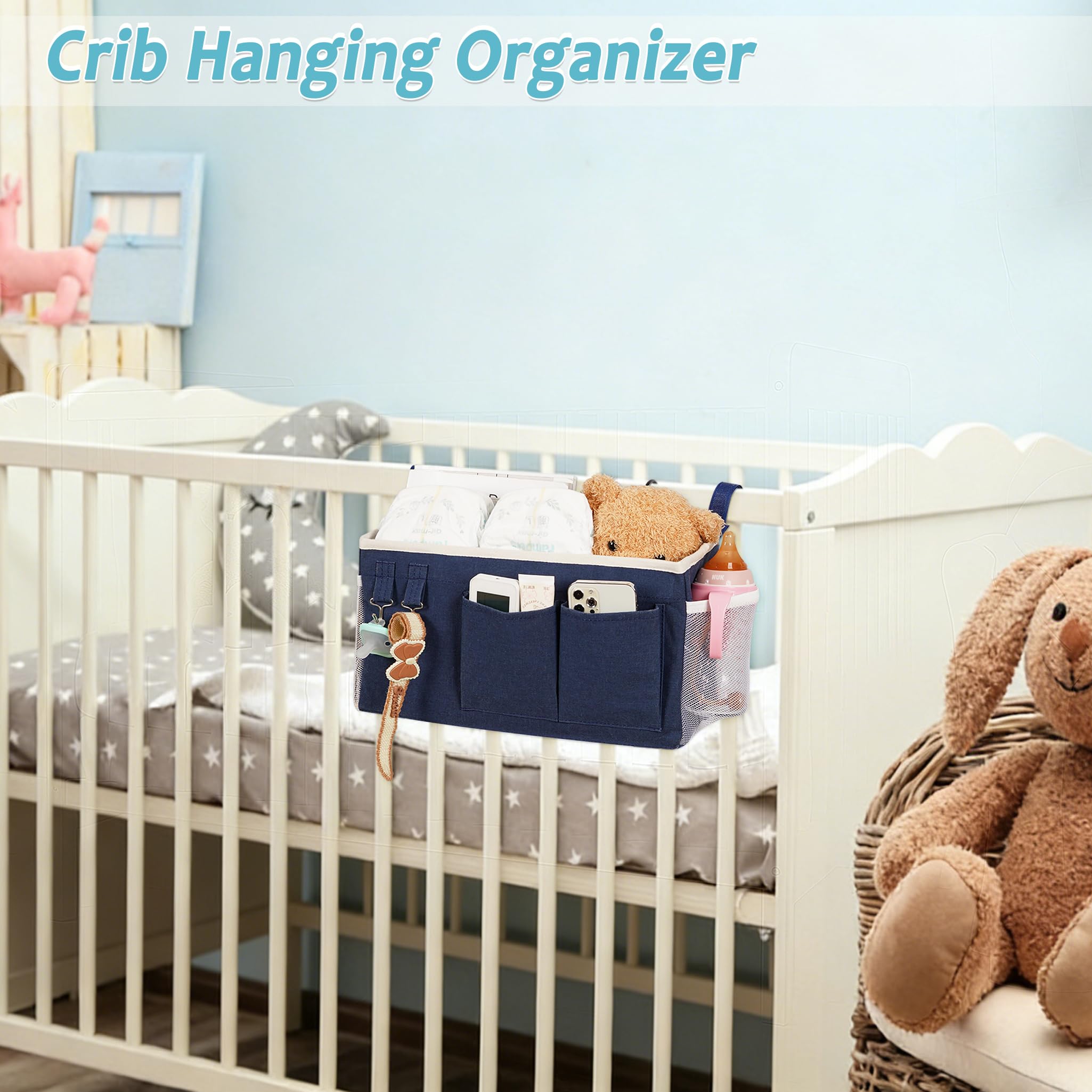 Loghot Bedside Caddy/Bedside Storage Bag Hanging Organizer for Bunk and Hospital Beds,Dorm Rooms Bed Rails,Can be Placed Glasses,Books,Mobile Phones,Keys (Light Pink) Dormly