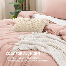 Litanika Comforter Set, Lightweight Solid Bedding Comforter Set, Fluffy Down Alternative Bed Set, Blush Pink, Oversized King