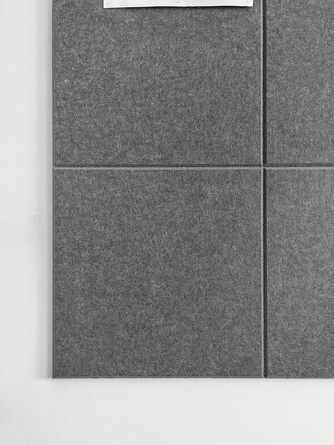 Felt Wall Tiles | Large Cork Board Alternative | Aesthetic Felt Bulletin Board for Office, Home & Classroom | Large Cork Boards for Walls Pinboard (12-Pack) | Gray