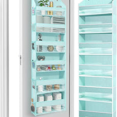 HOMELUX THEORY UPGRADED Over The Door Organizer Hanging - 100D EXTRA THICK & 50lbs HUGE CAPACITY 6 Large Front & 12 Side Pockets, Over The Door Shoe Organizer, Hanging Closet Organizer (Baby Blue 1pc)