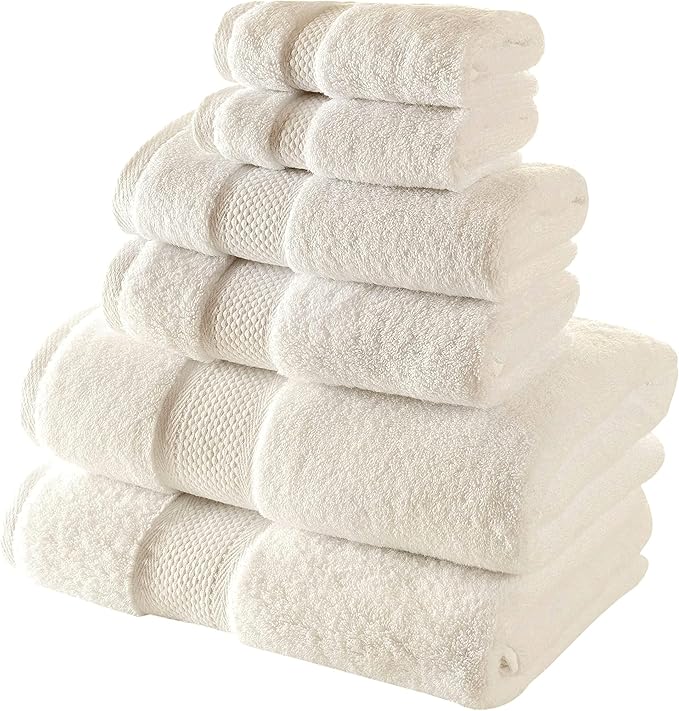 BAGNO MILANO Turkish Towels Luxury Hotel-Spa Towel Set, Non-GMO 100% Turkish Cotton | Ultra Soft Plush Absorbent Towels (Cream, 2 Pcs Bath Towel Set)