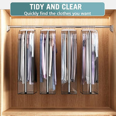 Clear Garment Bags for Hanging Clothes 10” Gusseted, Suit Bags for Closet Storage, Hanging Plastic Clothes Cover for Coat, Dress, Fur, Shirt, 4 Pack, 40” Long