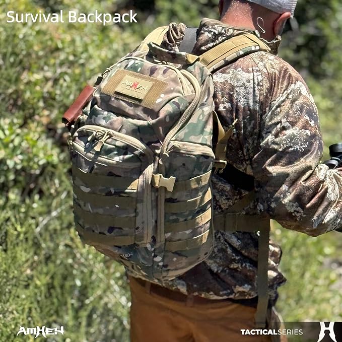 32L Military Tactical Backpack - Rugged Molle Assault Pack Fits 17 Inch Laptop for Survival Hiking Outdoor Travel Work (Camo)