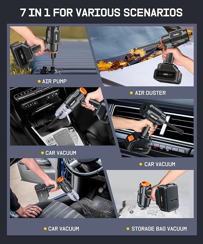 Car Vacuum Portable Cordless,35000PA High Power Suction & Blower, Handheld Vacuum Cleaner for Car, Home, Desktop, Keyboard(Fog Black)