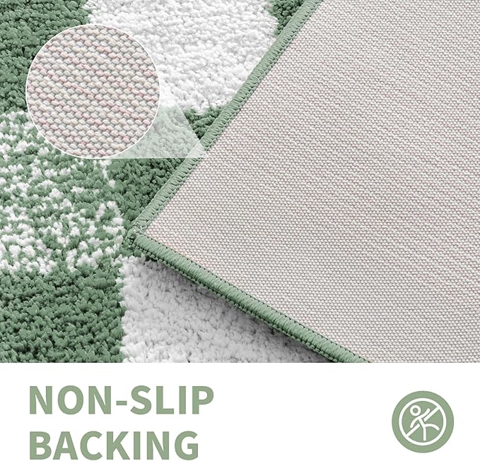 CozeCube Bath mats for Bathroom Non Slip, Fluffy Absorbent Microfiber Bath mat Washable, Aesthetic Bathroom Rugs, Small Sage Green Checkered Bath mat, Sage Green, 24" x 16"