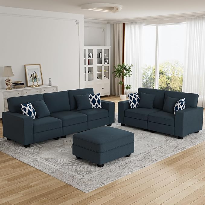 Legend Vansen Modular Sectional Sofa U Shaped Couch with Ottoman Modern Reversible Corner Sectional Couch for Living Room (Charcoal, 2+3 with Ottoman)