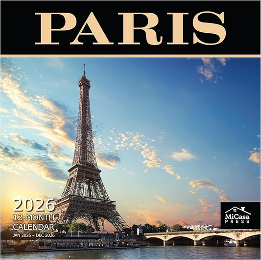 MICASA PRESS Paris 2026 Wall Calendar 12 Month | 12" x 24" Open | Thick & Sturdy Paper | Holiday Gift | A Walk in Paris French Europe Travel Calendar 2026