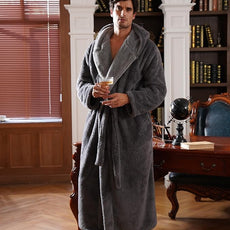 DAVID ARCHY Men's Hooded Robe Soft Coral Fleece Microfiber Bathrobe