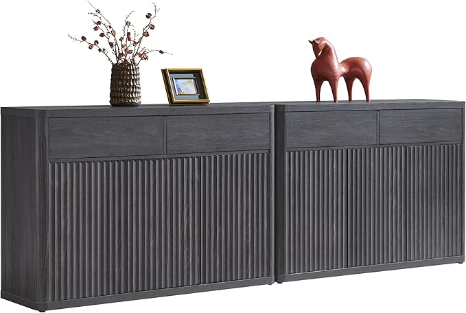 SICOTAS Buffet Cabinet with Storage - Storage Cabinet Sideboard with Doors & Shelves Accent Credenza Buffet Table with 4 Drawer Buffets & Sideboards for Living Room Dining Room Kitchen Entryway Office