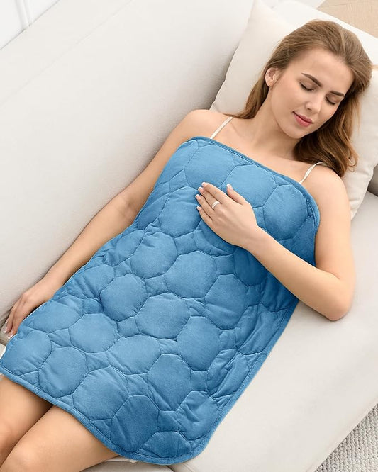 Cottonblue Weighted Lap Blanket 7lbs, Cozy Luxury Crystal Velvet Weighted Blanket for Adults, Small Weighted Blanket for Relaxation, Sleeping, Travel, Dark Blue, 29" x 24"