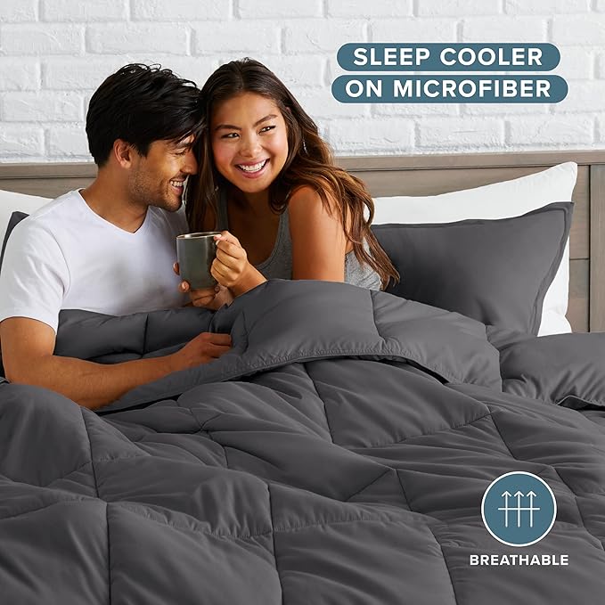 Bare Home Comforter Set - King/California King Size - Ultra-Soft - Goose Down Alternative - Premium 1800 Series - All Season Warmth (King/Cal King, Forged Iron Grey)
