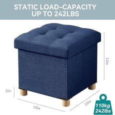BRIAN & DANY Ottoman with Storage, Small Storage Ottoman for Dorm, Linen Folding Ottoman Foot Stool with Legs for Living Room and Bedroom, 14.8