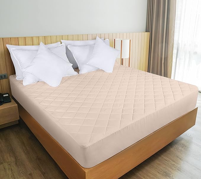 Utopia Bedding Quilted Fitted Mattress Pad, Twin Size, Elastic Fitted Mattress Topper Protector and Cover with Deep Pocket Stretches up to 16 Inches, Machine Washable (Beige)