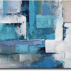 AJAZIKO Large Living Room Wall Art, Modern Wall Decor - Blue Abstract Canvas Artwork, Pictures for Office Wall Decor, Suitable for Bedroom and Living Room Decor, 29x58IN