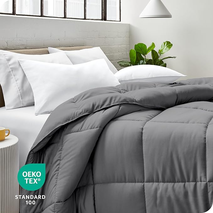Bare Home Duvet Insert Comforter - Oversized King - Goose Down Alternative - Ultra-Soft - Premium 1800 Series - All Season Warmth - Bedding Comforter (Oversized King, Grey)