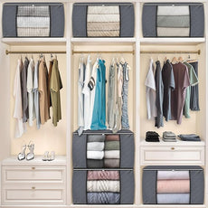 Fab totes 24 Gallons Clothes Storage, Foldable Thick Fabric Blanket Storage Bags, Containers for Organizing Bedroom, Closet, Clothing, Comforter, Organization with Handle (10 Pack,Grey)