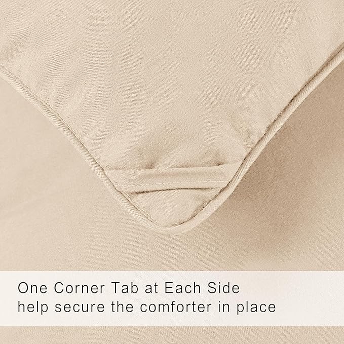 COHOME Quilted Twin/Twin XL Size Comforter - All-Season Down Alternative Duvet Insert - Luxury Hotel Winter Warm Beige Comforter with Anti-Clump Tech & 8 Tabs- Reversible（64"x88"）