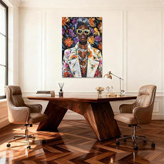 YETHEN WAL 24x36 inch Black Woman Portrait Wall Art – African American Afrocentric Floral Canvas Print, Modern Glam Black Woman Wall Decor for Living Room, Bedroom, Office, Vertical Fashion Artwork