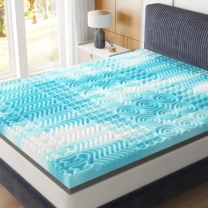 4 Inch Memory Foam Mattress Topper, 7-Zone Twin Mattress Topper with Cooling Gel, CertiPUR-US Certified for Pressure Relief & Enhanced Sleep Comfort