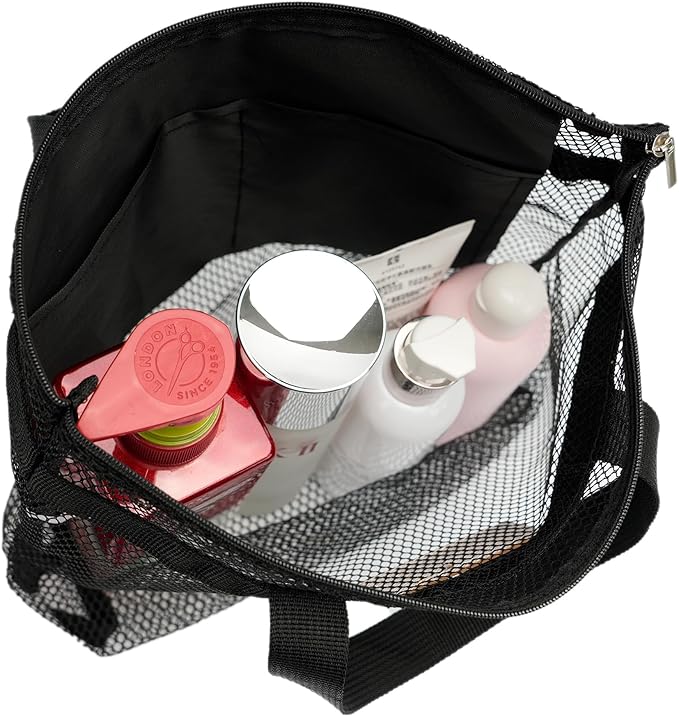 Mesh Shower Caddy Bag Portable Hanging Toiletry and Bath Organizer with Zipper for Travel, Gym, Camping, College Dorms, Beach