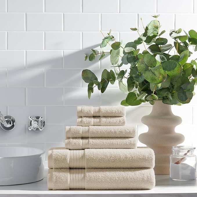 Arkwright Bath Towels Set of 4 - (Bulk Case of 24) Super Soft 100% Cotton, 600 GSM Quick Dry & Absorbent, Luxury Bathroom Essentials for Hotels, Spa, Hosts, and Vacation Rentals, Alabaster Ivory