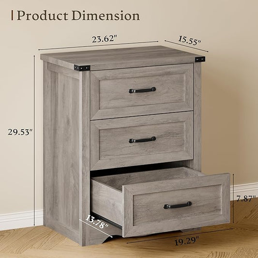 3-Drawer Dresser for Bedroom, Small Wooden Chest of Drawers with Metal Handles, Narrow Storage Cabinet with Anti-Tipping Design, Sturdy Dresser Organizer for Closet, Living Room, Entryway