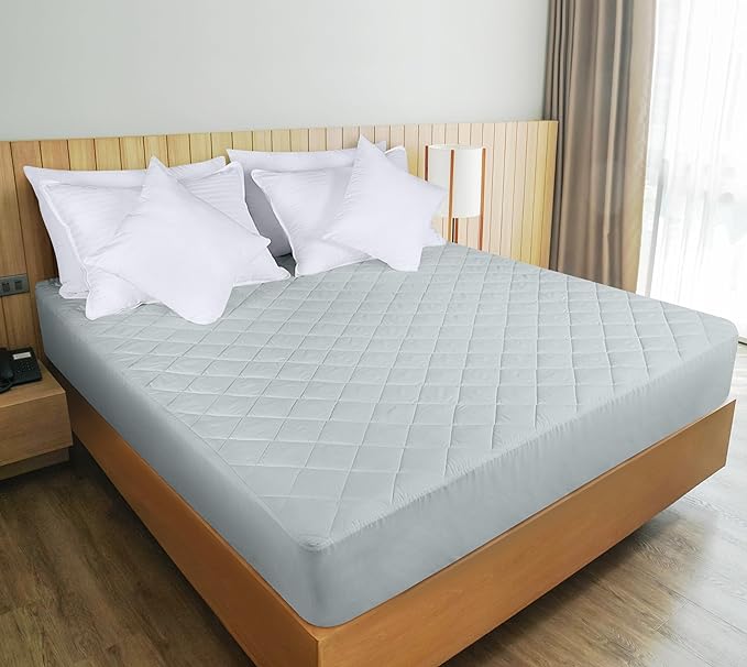 Utopia Bedding Quilted Fitted Mattress Pad, Full Size, Elastic Fitted Mattress Topper Protector and Cover with Deep Pocket Stretches up to 16 Inches, Machine Washable (Light Grey)