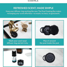 Essence Pearl Travel Case - Wearable Aromatherapy Kit with Nasal Diffuser Rings, Soaking Bay, and 5mL Essential Oil – Portable Wellness Gift Set for On?The?Go Self Care