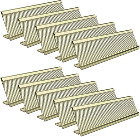 10 Pack 2" x 8" Aluminum Desk Name Plate Holder, Office Name Plate Holder for Desks, Desk Sign Holder for Office Conference, Meeting Room or Other Business Event (Gold)