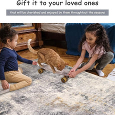 Lahome Washable 5x7 Area Rugs for Living Room, Grey Neutral Modern Abstract Rug for Bedroom Non Slip, Soft Contemporary Low Pile Indoor Carpet for Dorm Guest Dining Room Table Apartment