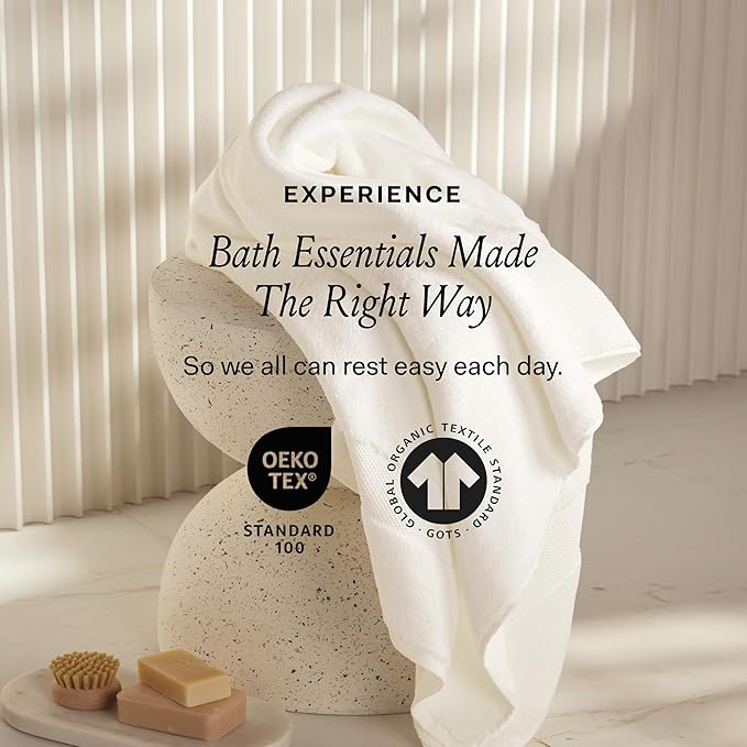 BOLL & BRANCH Plush Bath Towel Set - Shore - 6 Piece - Includes 2 Bath Towels, 2 Hand Towels & 2 Washcloths - 100% Organic Cotton - Ultra Soft & Luxurious - Quick Absorbing