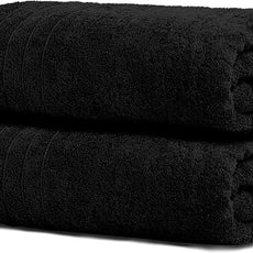 Tens Towels Pack of 2 Extra Large Bath Sheets 35 x 70 Inches, 100% Cotton, Larger & Lighter Weight, Quicker to Dry, Super Soft & Absorbent, Oversized Bath Towels, Black
