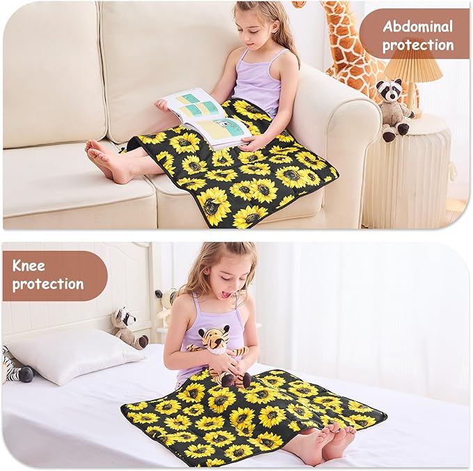 yescool Weighted Lap Blanket 2 Pounds Cooling Weighted Lap Pad, Sunflower Small Weighted Blanket, Weighted Throw Blanket Gift for Travel Indoor Outdoor, 20"x30"