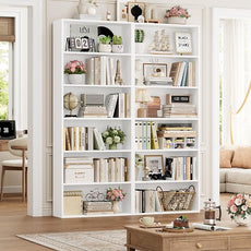 FOTOSOK 6-Tier Open Bookcase and Bookshelf Set of 2, Freestanding Display Storage Shelves Tall Bookcase for Bedroom, Living Room and Office, White