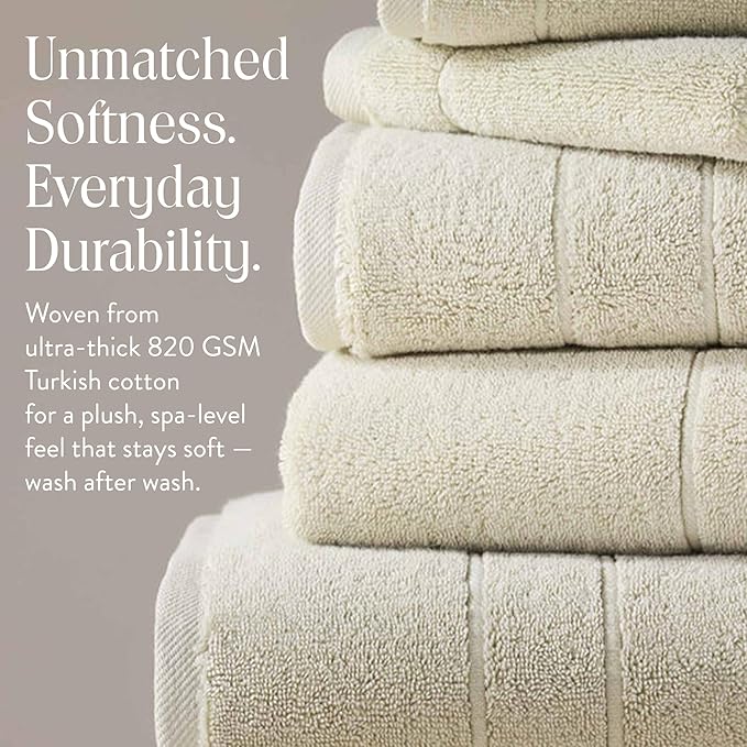 Brooklinen Super-Plush Bath Sheet and Hand Towel Set - 2 Bath Sheets 2 Hand Towels - Cotton, Highly Absorbent (Stone)