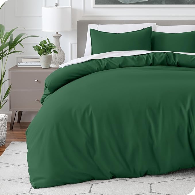 Bare Home Bedding Duvet Cover California King Size - Premium 1800 Super Soft Collection - Lightweight, Cooling - Soft Breathable Bedding Duvet Cover (Cal King, Forest Green)
