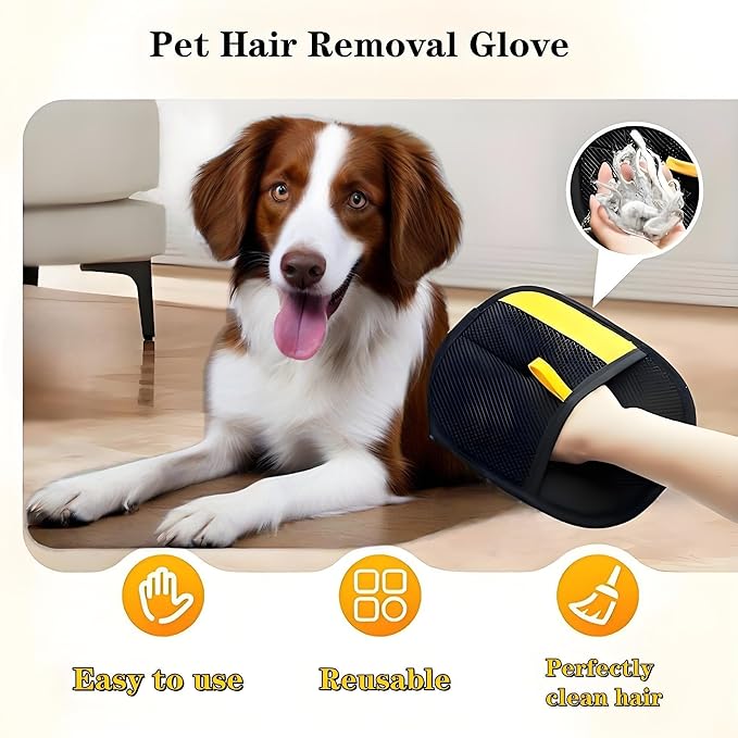 Pet Hair Removal Glove for Cats & Dogs, 2Pcs Newly Upgraded Electrostatic Pet Hair Remover Gloves, Reusable Magic Brush Pet Hair，Pet Hair Remover for Laundry, Sofas，Carpets，Clothing