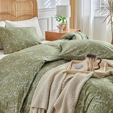 MKXI Vintage Style Comforter Set Twin XL Wildflower Comforter Set Floral Bedding Set Green Floral Duvet Comforter Twin Size Bed Set Soft Reversible Farmhouse Comforter Army Green
