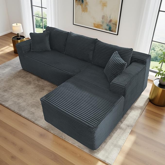 105''Sectional Cloud Couch with L Shaped Chaise,Modern Modular Sectional Sofa,Comfy Sectional Couches for Living Room,Bedroom,Apartment(Dark Grey, 105''W Right Facing Chaise)