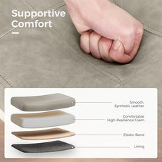 MAISON ARTS Beige Counter Height Bar Stool for Kitchen Counter Solid Wood Legs with Faux Leather Saddle Seat Farmhouse Barstools for 34