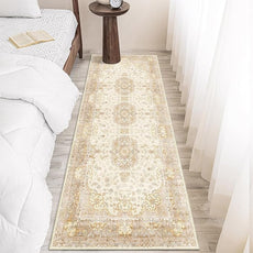 Washable Runner Rug 2'x6',Boho Rug Runners Non Slip,Long Rugs for Hallways Kitchen Bathroom Bedroom Entryway,Vintage Bohemian Distressed Floor Carpet,Beige Gold Floral